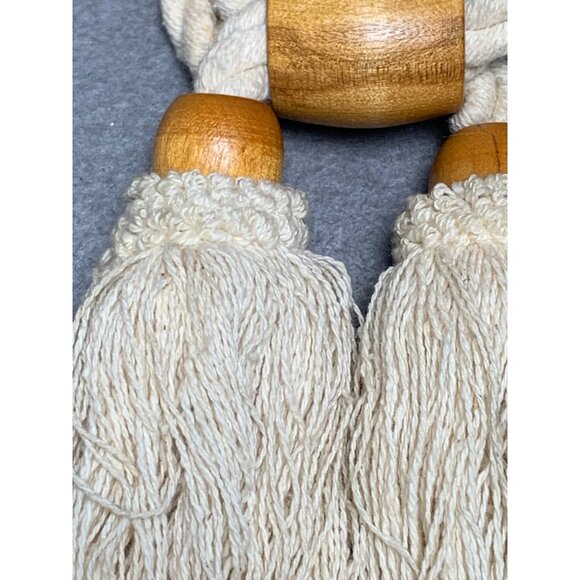 Vintage Curtain Tiebacks with Tassels & Wooden Beads Set of 2 - Picture 3 of 8